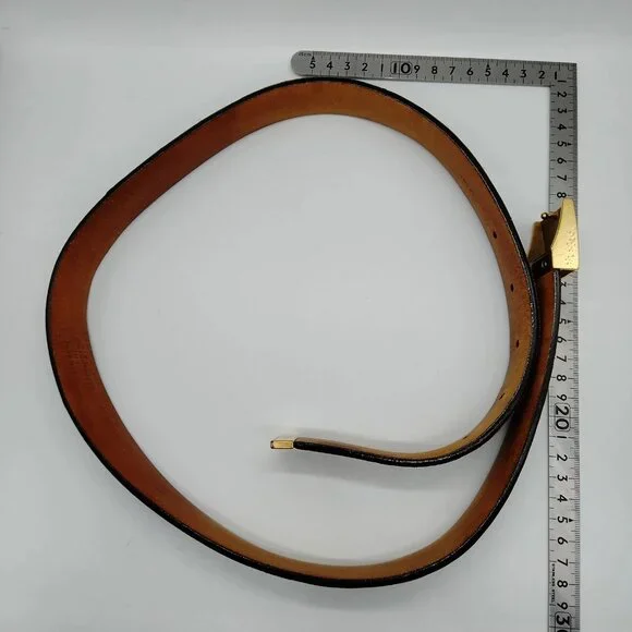 Authentic Louis Vuitton Monogram Belt Gold Buckle LV Vintage Designer Belt - Picture 3 of 10